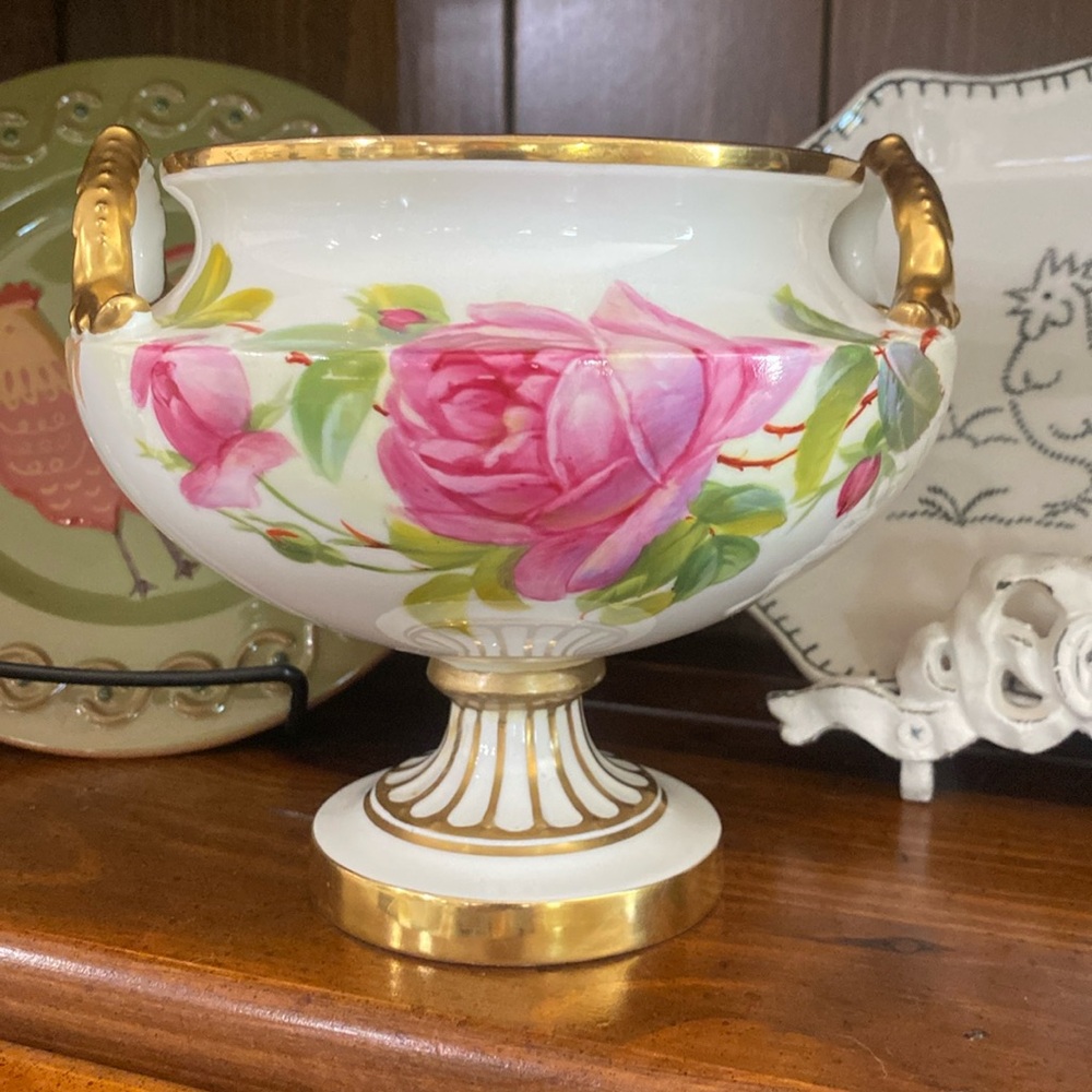 Cauldon of England collectable hand-painted floral bone china vase signed